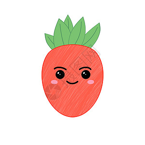 可爱的卡通草莓与不同的情感 具有不同面部表情的可爱图释 平面样式的有趣图释快乐营养水果果味卡通片插图电影孩子果汁漫画图片