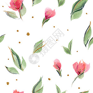 粉红花朵无缝模式 有微妙的玫瑰花芽印花布玫瑰植物学墙纸印花纺织品棉布植物花园插图图片