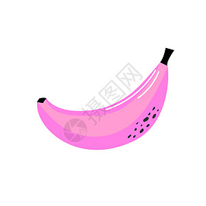手画粉红色香蕉图标 手画水果插图图片
