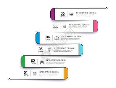 6个数据信息图 标签薄线指数模板 矢量说明抽象的平方图表背景推介会小册子长方形菜单报告数字广告横幅商业传单图片