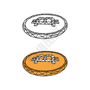 Bitcoin 硬币多边形图标 在白色背景中孤立的加密货币低倍数艺术金融银行业交换圆圈密码金子字形商业涂鸦矿业图片