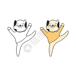 有趣的猫头鹰涂鸦图标 白色背景的可爱宠物矢量艺术字形舞蹈家舞蹈铅笔快乐情感草图小猫微笑绘画图片