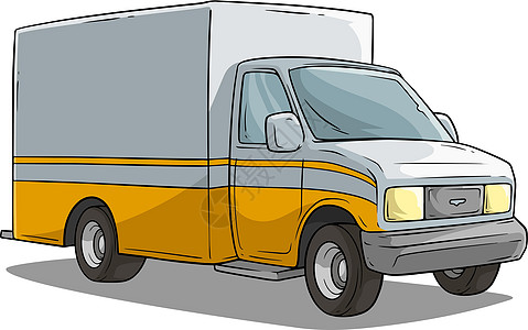 卡通货运黄色货运卡车货物漫画物流货车卡通片服务绘画插图交通驾驶图片