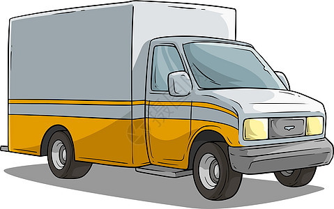 卡通货运黄色货运卡车货物漫画物流货车卡通片服务绘画插图交通驾驶图片