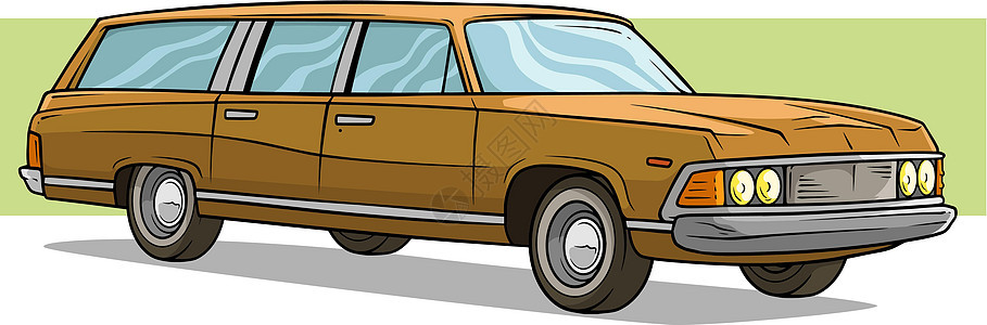 Cartoon 浅棕色长反光汽车矢量图标图片