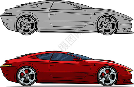 现代红色运动赛车装饰卡通图片
