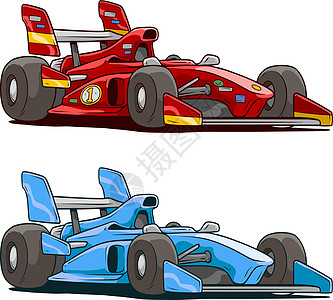卡通红色和蓝色运动赛车图片