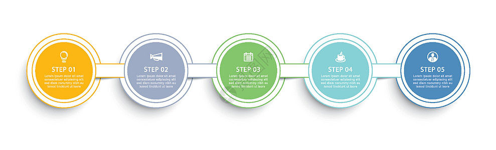 带有5个数字的细线数据模板 矢量插图抽象背景 图表循环时间轴报告横幅传单按钮广告菜单日程圆圈推介会小册子图片
