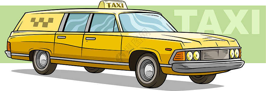 Cartoon 黄色反向翻转长计程车矢量图标图片