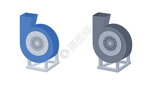 白色背景的离心电扇矢量插图图片