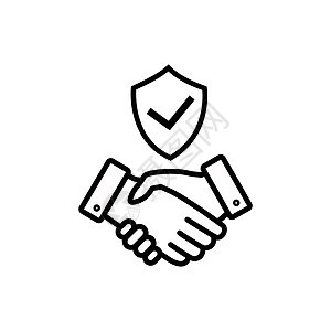 信任图标矢量 握手图标; 伙伴关系和协议符号 保护信托图片