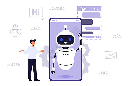 Chatbot AI 用户通信机器人助理电话服务会议手机智力讨论教育顾客社会帮助图片