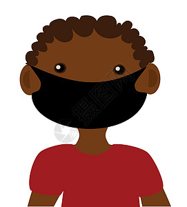 一名非裔美国男孩和一个面罩;图片