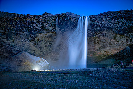 瀑布冰岛 冰岛草原清流岩石山涧旅游景色景点流动雪景景观图片