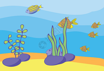 水下世界全景 手抽鱼说明动物艺术鱼池旅行蓝色海洋黄色封面海洋生物植物图片