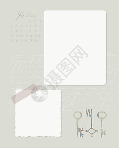 历经2022年7月17日的合并 以列出催复笔记 报纸 文字和钥匙 旧纸 邮票商业杂志床单记事本备忘录日记插图办公室工作日历图片