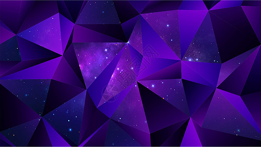 时尚的多边形空间背景 多彩的几何星系它制作图案星星横幅插图天文学水晶星云科学宇宙紫色坡度图片