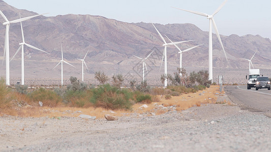 风电场的风车 风车能源发电机 美国沙漠风电场技术网格环境风力生产活力螺旋桨旋转资源涡轮图片