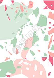 Terrazzo 现代抽象模板 粉色和绿色石头矿物地板岩石制品夸脱包装马赛克杂志邀请函图片