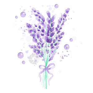 含花朵的淡紫背景 水彩类仿制设计 配有油漆喷洒画像 展示普罗旺斯风格 贺卡 请柬的绘画图片