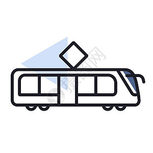 城市电车平面矢量隔离图标旅行交通车辆乘客速度旅游铁路民众街道插图图片