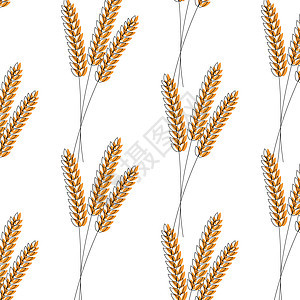 无缝模式 矢量插图 农业小麦 背景矢量图标 说明设计图片
