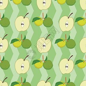 绿色切片背景上的无缝苹果图案图片