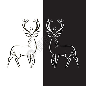 黑白两种黑白成分 有两头鹿的轮廓图片