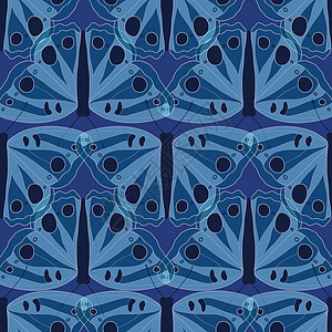 无缝模式 带有半透明蓝蝴蝶设计图片