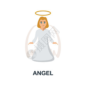 天使平面图标 圣诞系列中的彩色元素标志 用于网页设计 信息图表等的平面天使图标标志图片