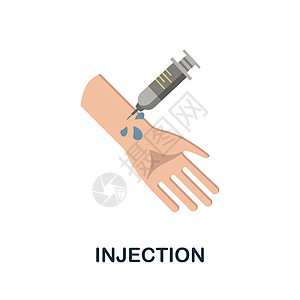 注射平面图标 医院收藏的彩色元素标志 用于网页设计 信息图表等的平面注入图标标志图片