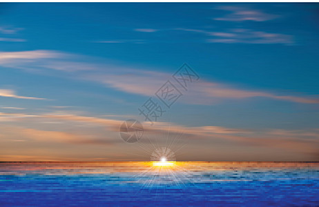 具有海日落和云雾的抽象自然背景气候日出热带海浪波纹风景橙子水平地平线天空图片