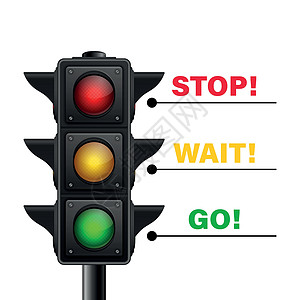 矢量 3d 逼真的道路交通灯被隔离 停止 等待 前进信号 安全规则概念 设计模板 红绿灯 用红 黄 绿灯打开交通灯 资料图危险导图片