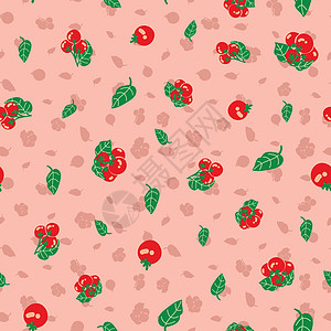 粉红背景的樱桃番茄重复模式设计图片