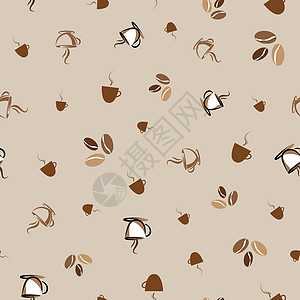 褐色背景图示上的无缝咖啡型式(无缝咖啡)图片