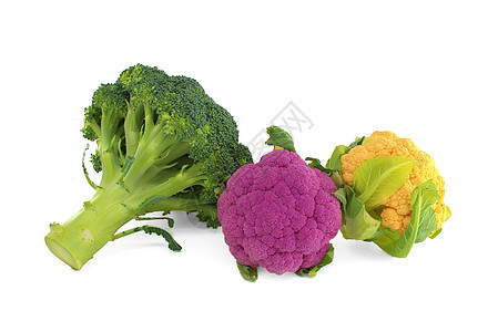 白色的新鲜彩色花椰菜花和花椰菜红色农业叶子食物绿色蔬菜营养饮食沙拉午餐图片