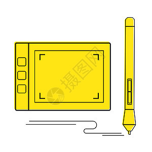 图形平板和 Stylus 图标矢量图解图片