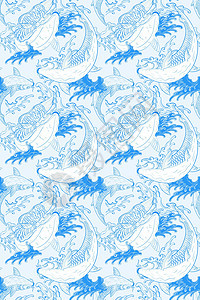 浅蓝色无缝模式的科伊鱼图片