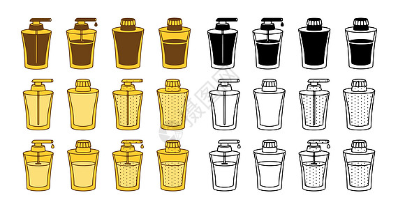 带有液体矢量的瓶子或玻璃瓶在白色背景上以涂鸦风格设置图片