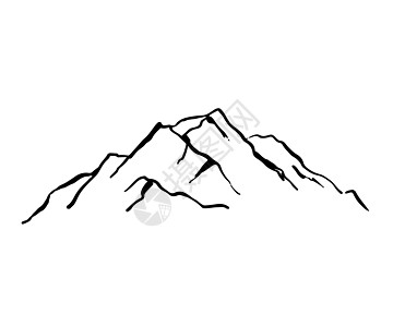 山地山脉光影草图 在白色背景上孤立的矢量插图 Doodle 绘图景观图片