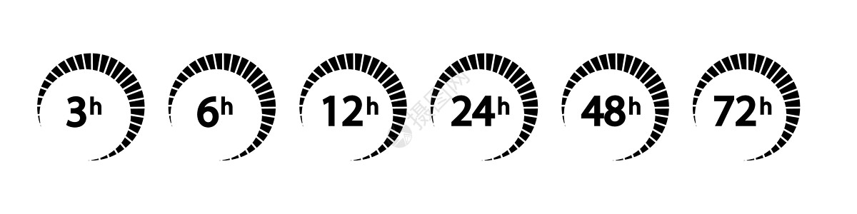 一组箭头钟和时间图标 3 6 12 24 48 72小时图片