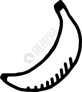 香蕉手画的图标与白色背景隔绝 水果卡通矢量插图图片
