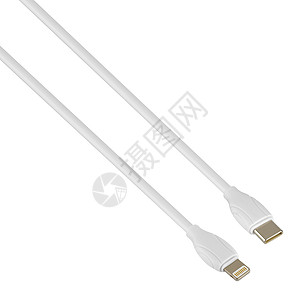 带电缆的连接器 Type-C Lightning 白色 白色背景隔离图片