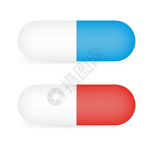 红色和蓝色模板胶片胶囊分离 准备用于设计 矢量插图图片