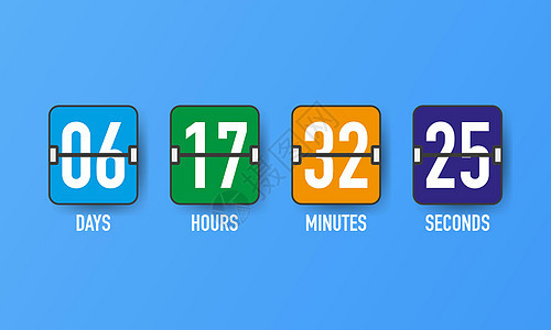 倒计时计时器 钟柜 机械计分板 矢量模板 用于设计时间数字体验插图展示控制板建设用户指标警报图片