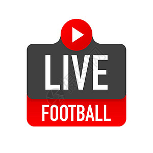 直播足球流媒体图标 徽章 用于广播或在线足球流媒体的按钮 在材质 平面 设计风格上图片