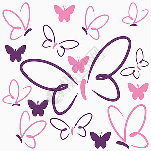 蝴蝶图标 带装饰翅膀的可爱 sprintime 昆虫 简单的独立平面绘图 现代卡通风格 抽象涂鸦蝴蝶 可爱的花园虫 有趣的卡片绘图片