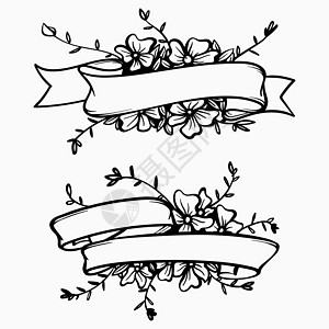 两条黑色带装饰花朵的黑丝带 复古风格 设计上新的时尚元素图片