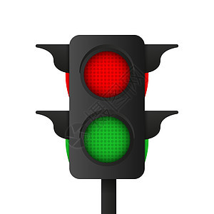 白色背景的3个现实行人交通灯 矢量插图警告安全红绿灯控制命令信号路口城市过境危险图片