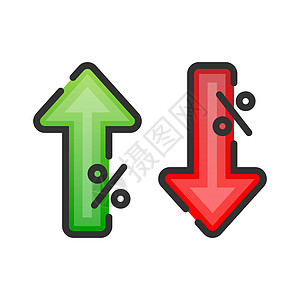 向下箭头 百分号  折扣 销售简单的符号信用兴趣金融银行损失插图利润商业贷款标识图片